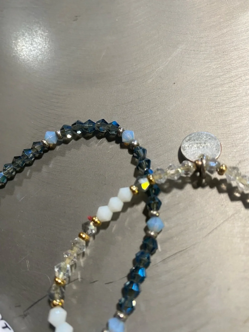 FAITH & BELIEVE Beaded Word Bracelets - Blue & White crystal - Picture 2 of 5